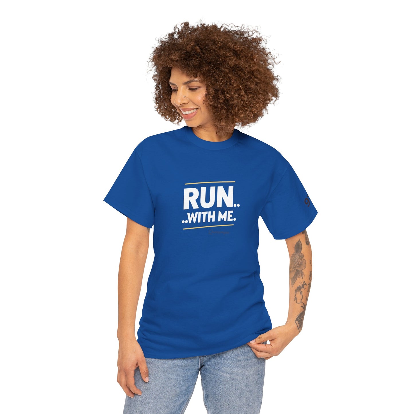T-shirt Quocumque "RUN With me ", Île de La Réunion", Confort Coton, Sobre, Elégant, Souvenir Unique, Cadeau, Unisexe, Esprit Voyageur