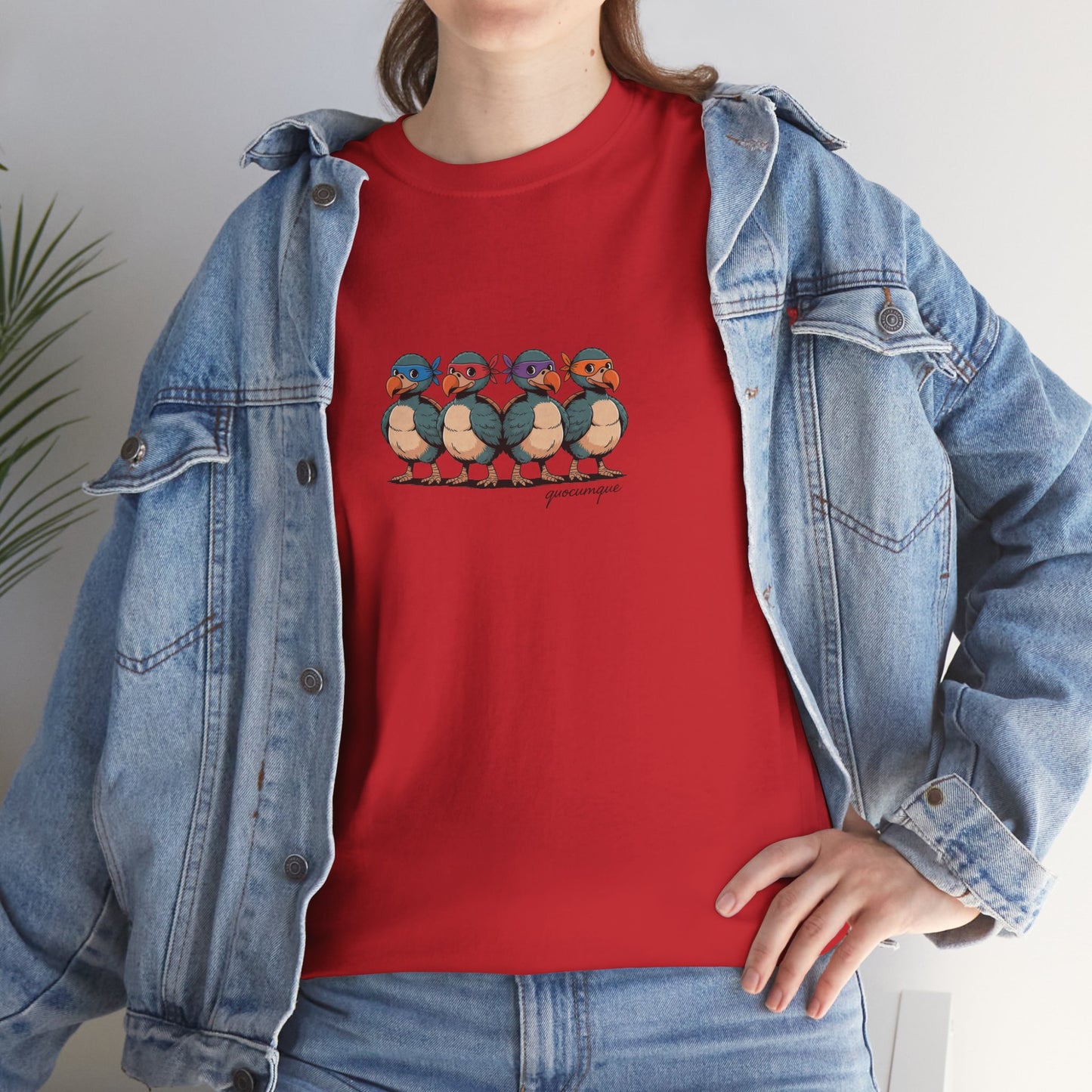 T-shirt Quocumque, " Dodos Ninjas ", Île de La Réunion, Confort Coton, Elégant, Souvenir Unique, Cadeau, Unisexe, Esprit Voyageur, Créole, Bourbon