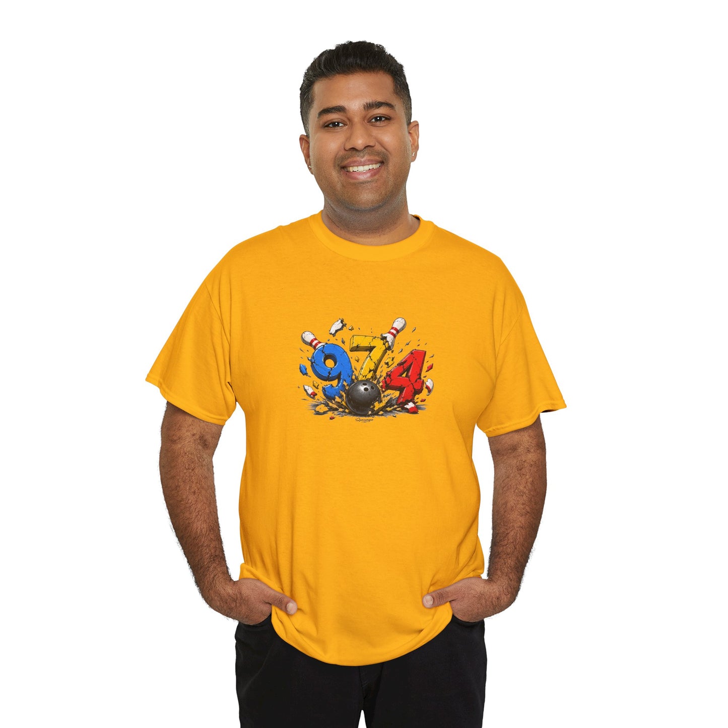 T-shirt " 974 Bowling ", Destination Île de La Réunion, Confort Coton, Sobre, Elégant, Souvenir Unique, Vêtement Adulte, Unisexe, Esprit Voyageur