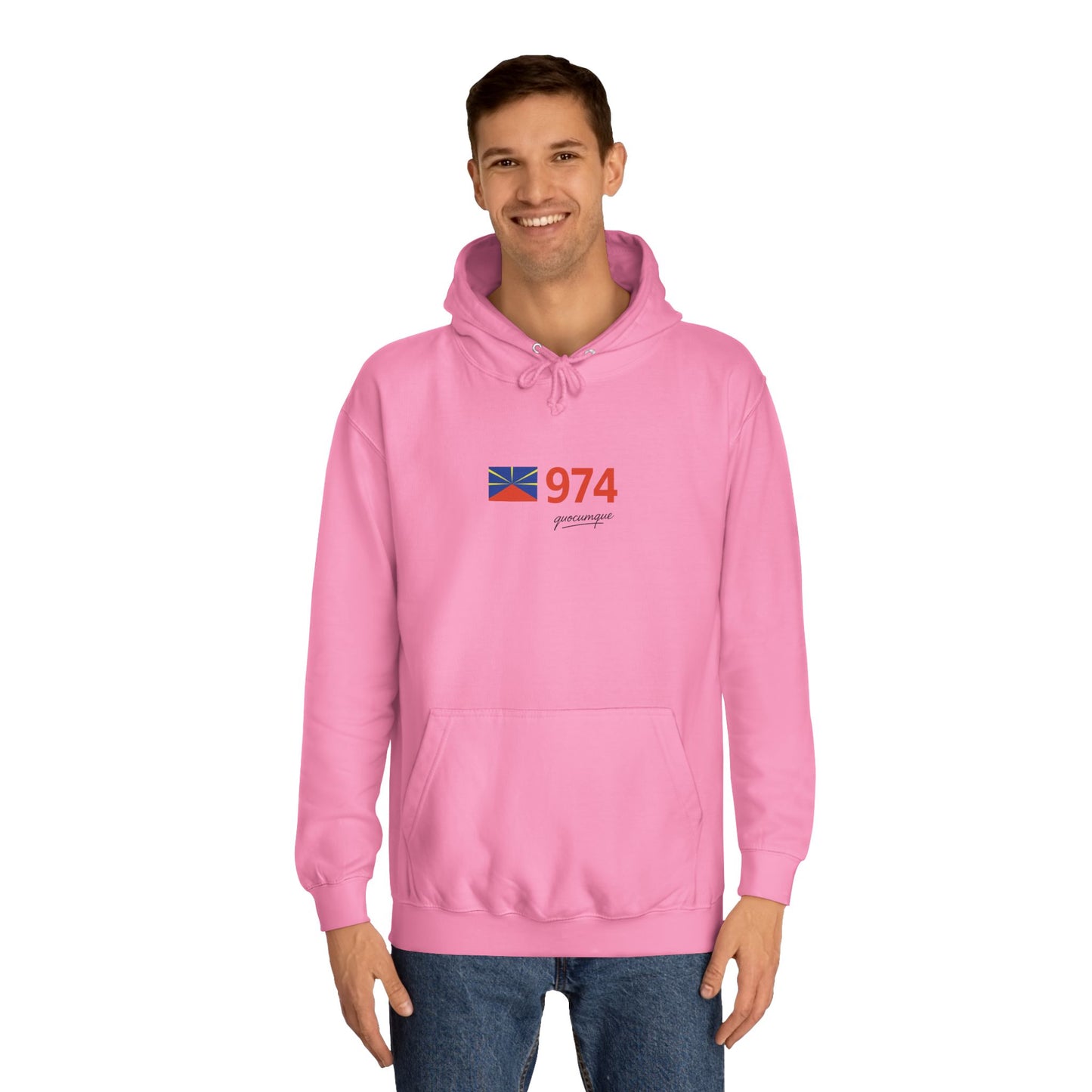 Sweat à Capuche "974 drapeau" pour Adulte, Hoodie, Unisexe, Élégance, Sobriété, Homme, Femme, Indicatif Réunion, Drapeau Local