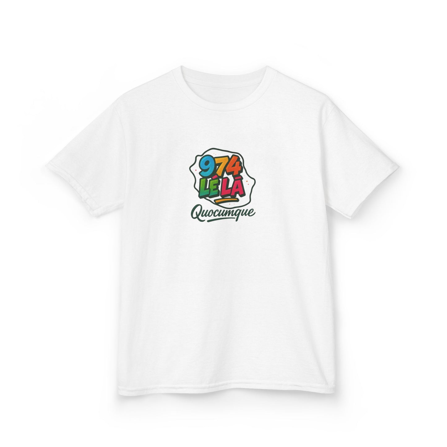 T-shirt "974 Lé Là", Île de La Réunion, Douceur Coton, Pour les enfants de 5-6 ans( Taille XS), Pour les 7-8 ans( taille S), Pour les 9-10 ans( taille M), Pour les 11-12 ans( taille L), Pour les 13-14 ans( taille XLS)