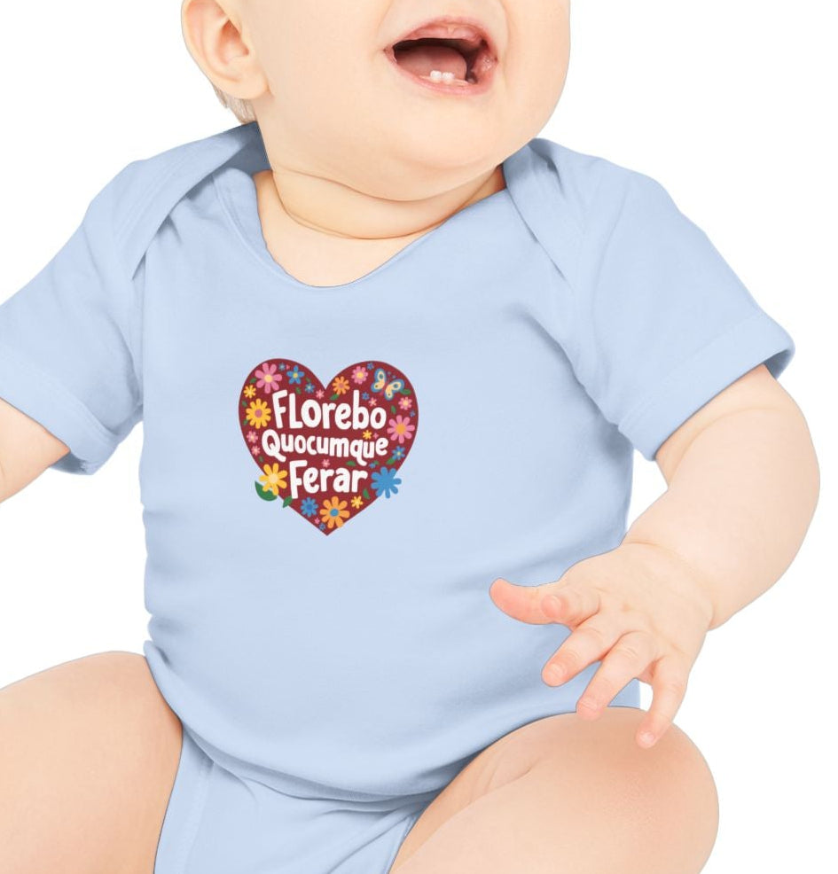 Body Bébé "Florebo Quocumque Ferar", Île de La Réunion, Douceur Coton, Cadeau Naissance,  Confort Coton Bio, Style Unique, Cadeau Parfait