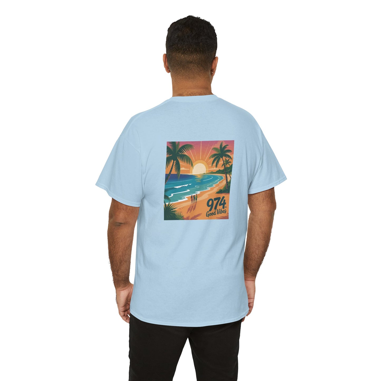 T-shirt "Good Vibes", Île de La Réunion, Confort Coton, Sobre, Elégant, Souvenir Unique, Cadeau, Unisexe, Esprit Voyageur, Adulte