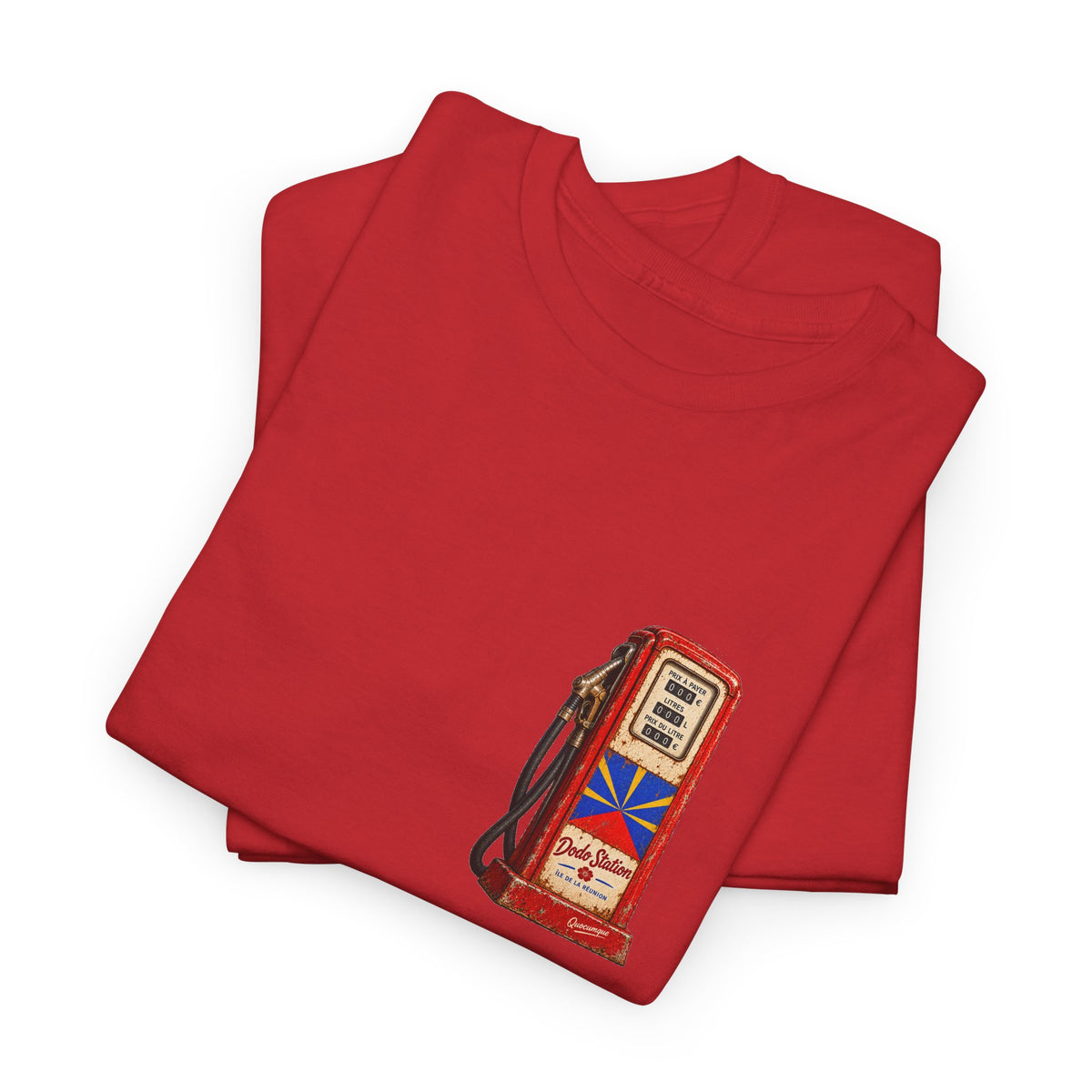 T-shirt Quocumque, "Station Essence", Discret, Île de La Réunion, Confort Coton, Elégant, Souvenir Unique, Cadeau, Unisexe, Esprit Voyageur, Créole, Bourbon