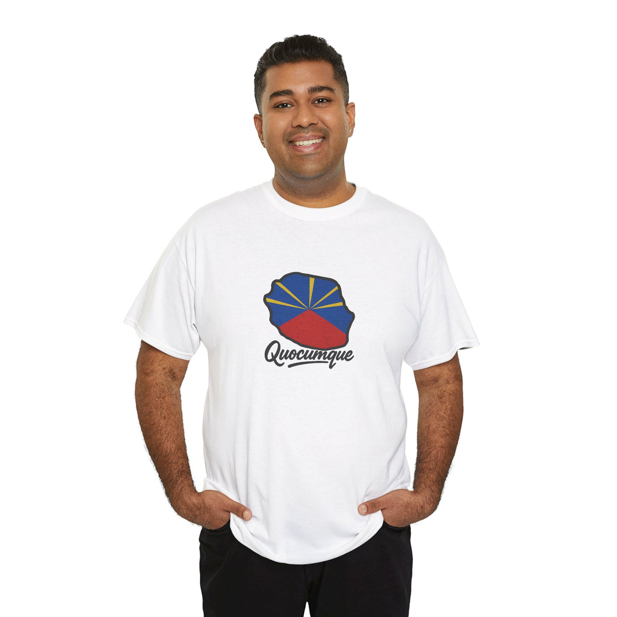 T-shirt "Drapeau Pays", Exotisme, Destination Île de La Réunion, Confort Coton, Sobre, Elégant, Souvenir Unique, Cadeau, Unisexe, Esprit Voyageur