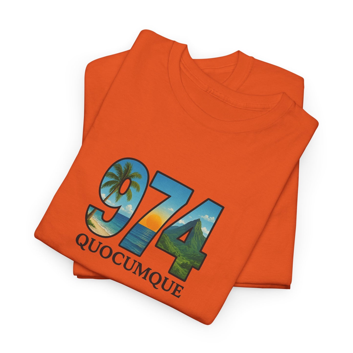 T-shirt "974", Île de La Réunion, Confort Coton, Sobre, Elégant, Souvenir Unique, Cadeau, Unisexe, Esprit Voyageur