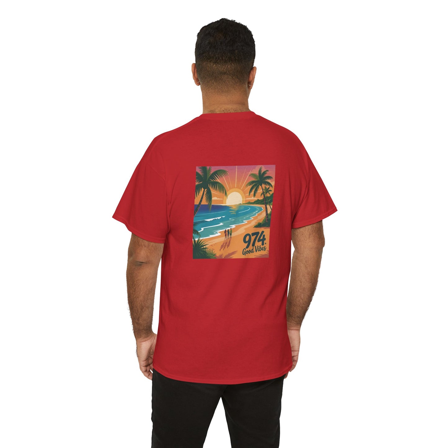 T-shirt "Good Vibes", Île de La Réunion, Confort Coton, Sobre, Elégant, Souvenir Unique, Cadeau, Unisexe, Esprit Voyageur, Adulte