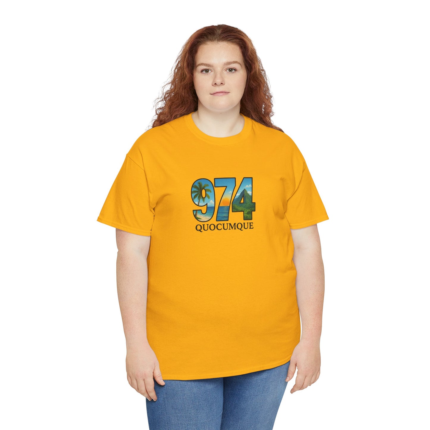 T-shirt "974", Île de La Réunion, Confort Coton, Sobre, Elégant, Souvenir Unique, Cadeau, Unisexe, Esprit Voyageur