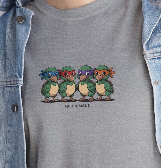 T-shirt Quocumque, " Dodos Ninjas ", Île de La Réunion, Confort Coton, Elégant, Souvenir Unique, Cadeau, Unisexe, Esprit Voyageur, Créole, Bourbon