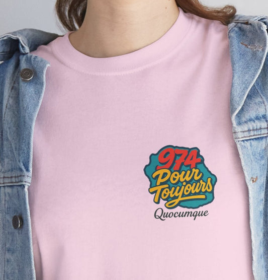 T-shirt Quocumque "974 Pour Toujours", Île de La Réunion, Confort Coton, Elégant, Souvenir Unique, Cadeau, Unisexe, Esprit Voyageur, Créole, Bourbon