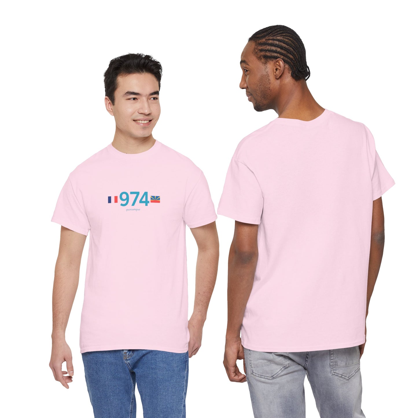 T-shirt "974 Drapeaux", Île de La Réunion, Confort Coton, Sobre, Elégant, Souvenir Unique, Cadeau, Unisexe, Esprit Voyageur