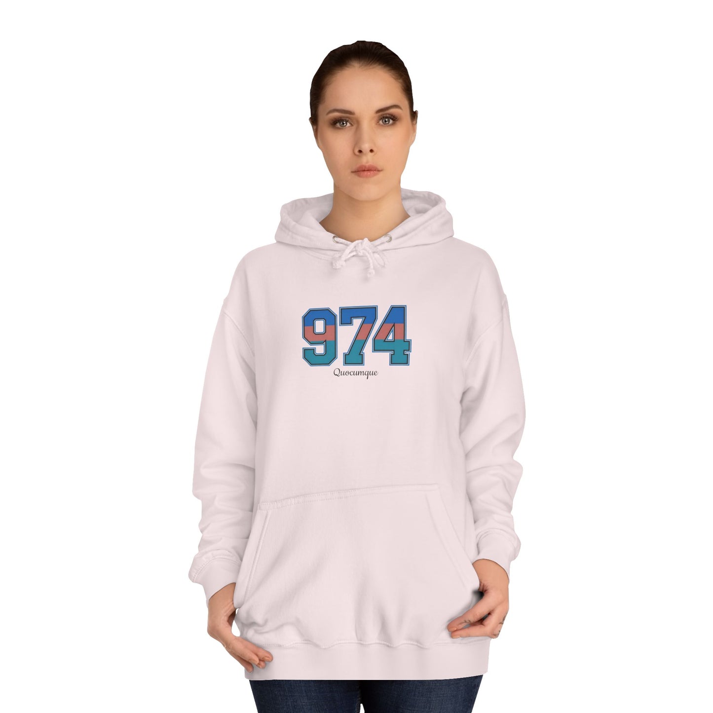 Sweat à Capuche "974" pour Adulte, Hoodie, Unisexe, Élégance, Sobriété, Homme, Femme, Indicatif Réunion, Drapeau Local