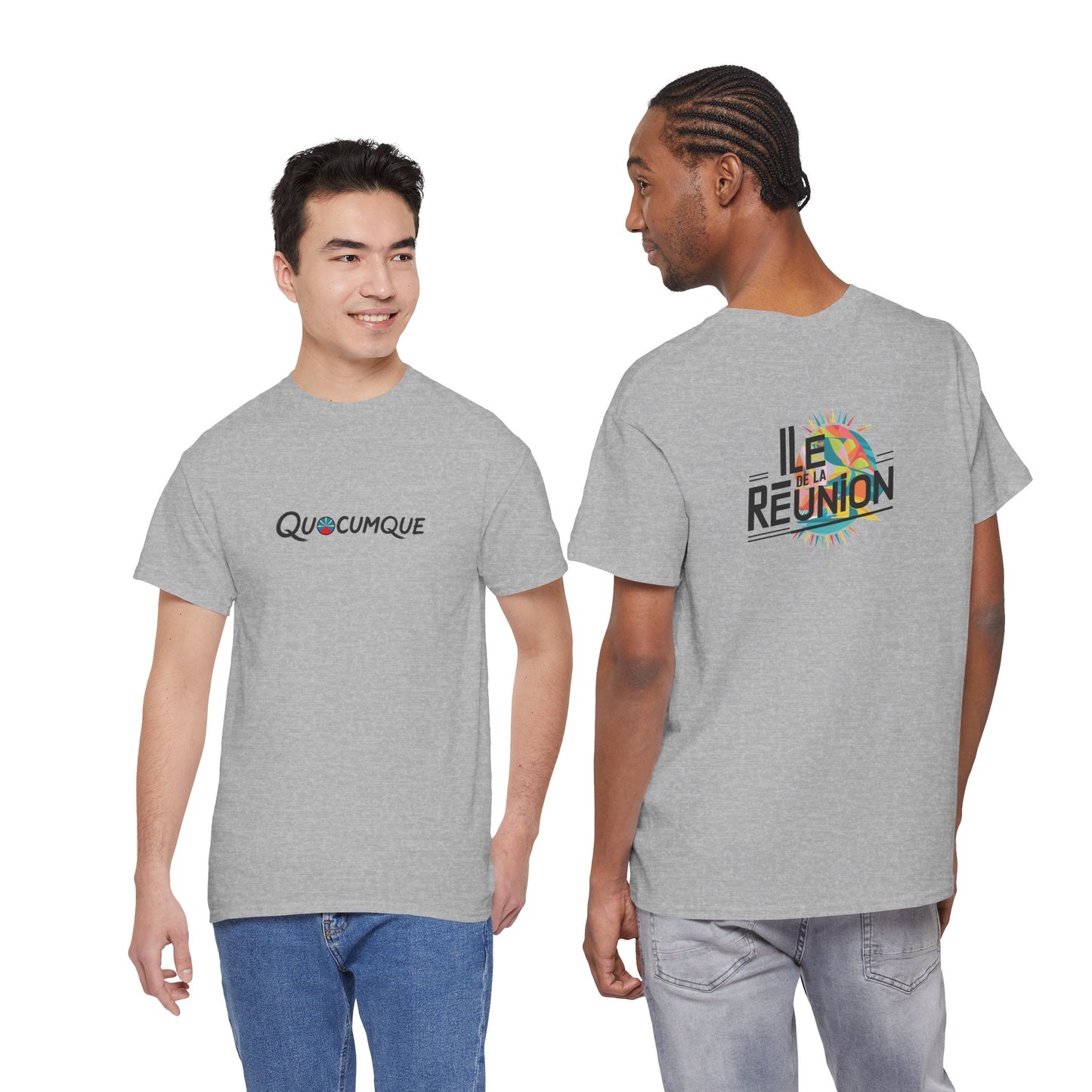 T-shirt "Île de La Réunion", Confort Coton, Sobre, Elégant, Souvenir Unique, Cadeau, Unisexe, Esprit Voyageur, Adulte