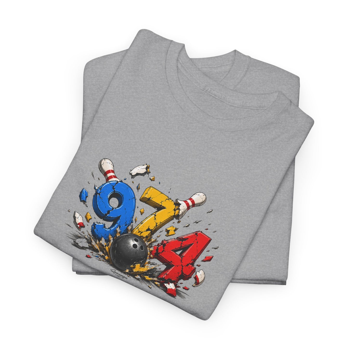 T-shirt " 974 Bowling ", Destination Île de La Réunion, Confort Coton, Sobre, Elégant, Souvenir Unique, Vêtement Adulte, Unisexe, Esprit Voyageur