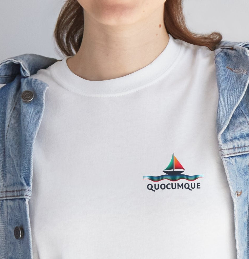T-shirt Quocumque, Voilier, Aventure, France, Confort Coton, Sobre, Elégant, Souvenir Unique, Cadeau, Unisexe, Esprit Voyageur, Exploration
