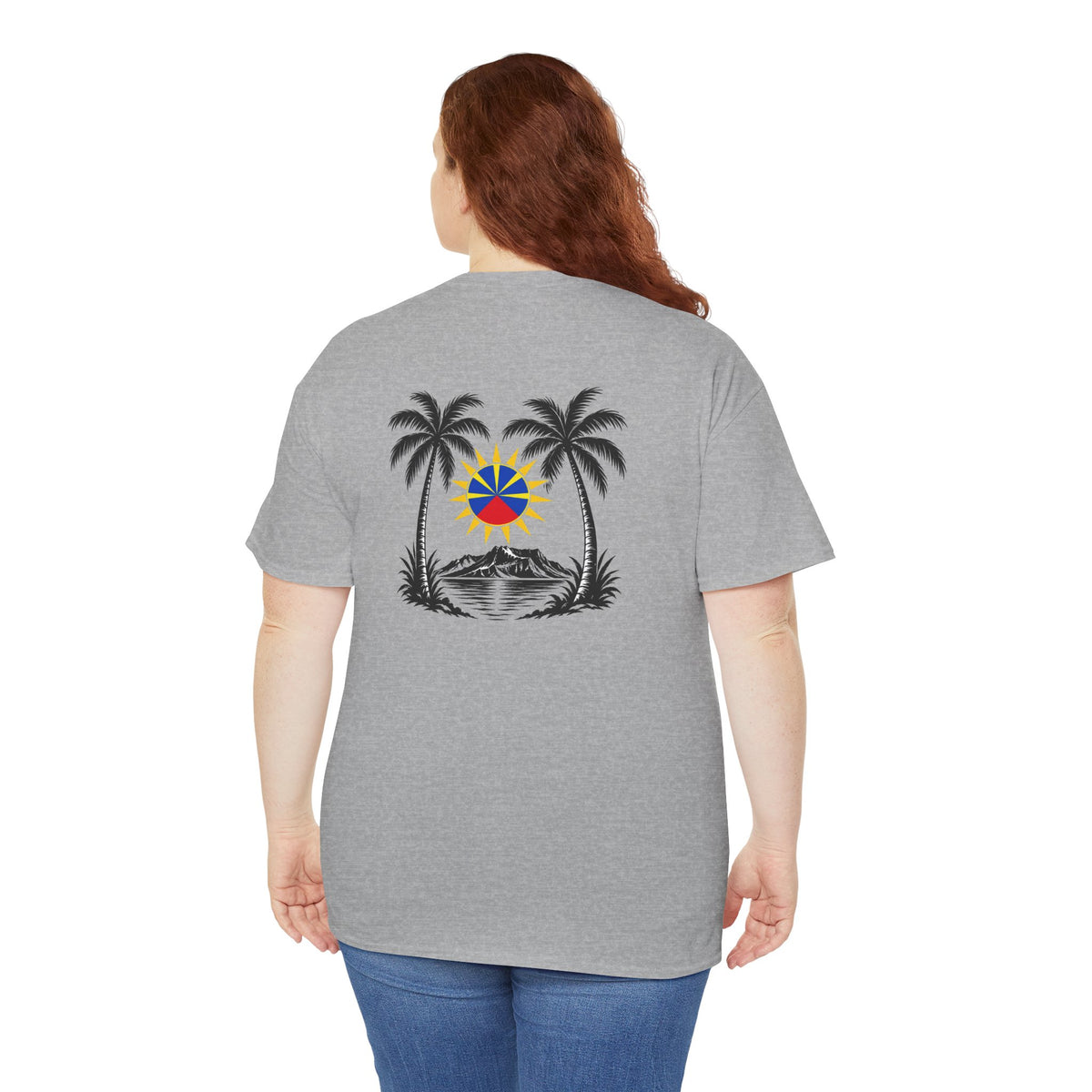 T-shirt " Palmiers", Destination Île de La Réunion, Confort Coton, Sobre, Elégant, Souvenir Unique, Vêtement Adulte, Unisexe, Esprit Voyageur