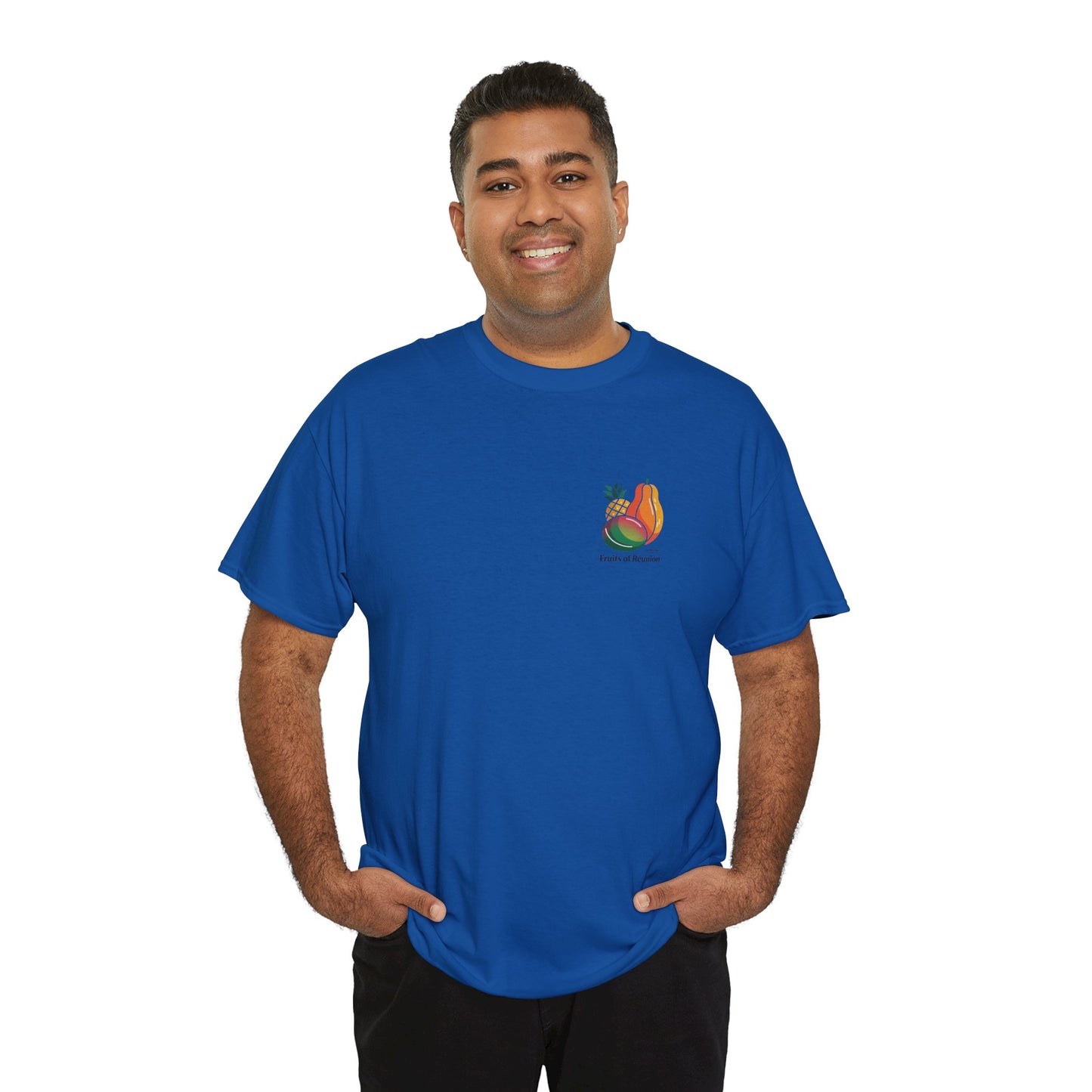 T-shirt "Fruits of Réunion", Île de La Réunion, Confort Coton, Sobre, Elégant, Souvenir Unique, Cadeau, Unisexe, Esprit Voyageur