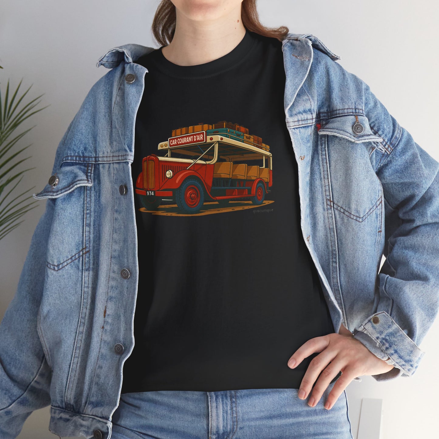 T-shirt "Car Courant d'Air, Exotisme, Destination Île de La Réunion, Confort Coton, Sobre, Elégant, Souvenir Unique, Cadeau, Unisexe, Esprit Voyageur