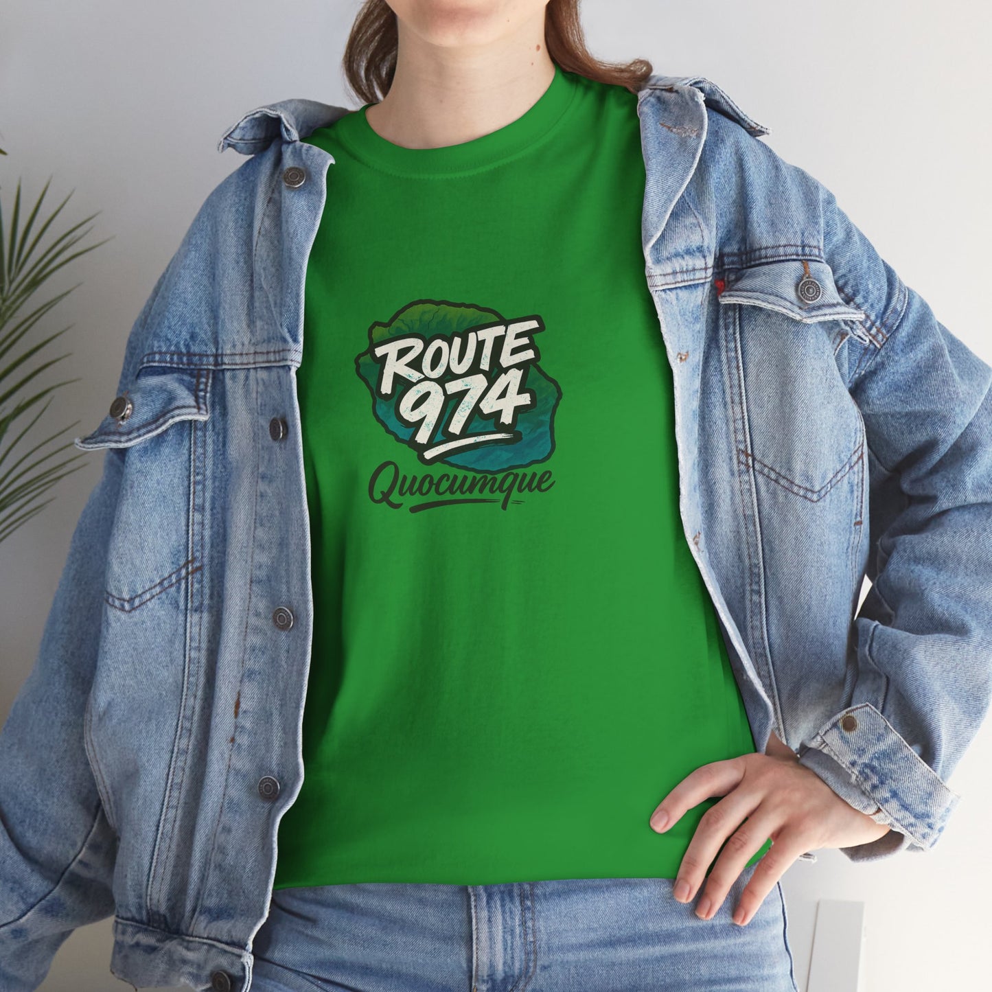 T-shirt "Route 974", Destination Île de La Réunion, Confort Coton, Sobre, Elégant, Souvenir Unique, Cadeau, Unisexe, Esprit Voyageur