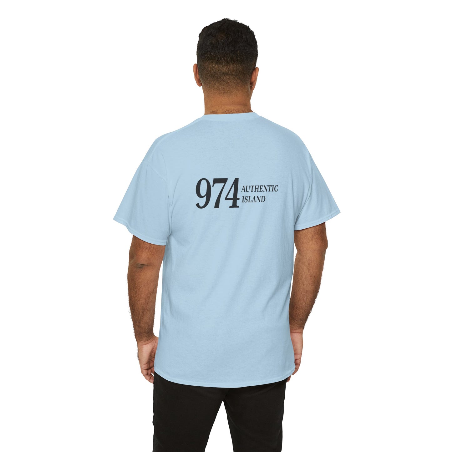 T-shirt "974 Île Authentique", Exotisme, Destination Île de La Réunion, Confort Coton, Sobre, Elégant, Souvenir Unique, Cadeau, Unisexe, Esprit Voyageur
