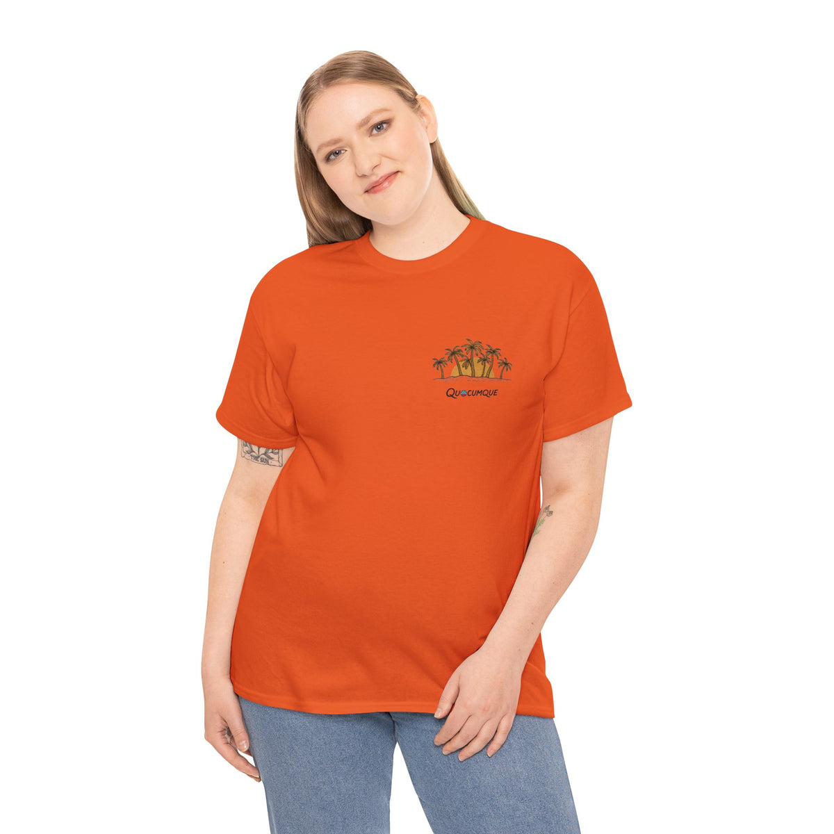 T-shirt " Palmiers", Destination Île de La Réunion, Confort Coton, Sobre, Elégant, Souvenir Unique, Vêtement Adulte, Unisexe, Esprit Voyageur