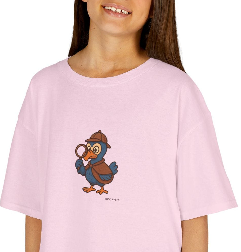T-shirt "Dodo Détective", Pour Marmailles, Douceur Coton, Pour les enfants de 5-6 ans( Taille XS), Pour les 7-8 ans( taille S), Pour les 9-10 ans( taille M), Pour les 11-12 ans( taille L), Pour les 13-14 ans( taille XLS)