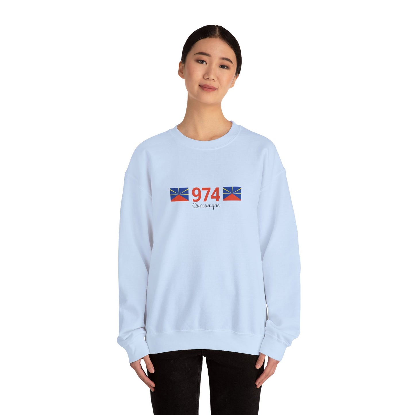 Sweat Quocumque "974", Exotique, Destination Île De La Réunion, Adulte, Homme, Femme, Sportive, Sportif, Décontracté, Drapeau Régional