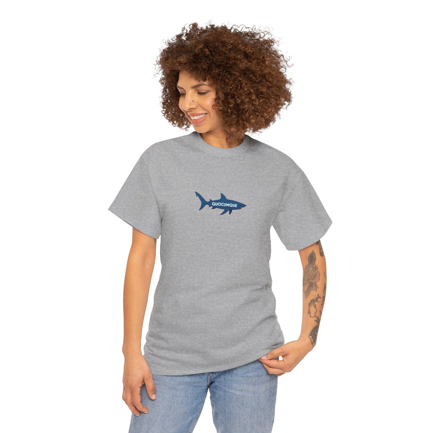 T-shirt Quocumque, Requin, Île de La Réunion, Poissons, Confort Coton, Elégant, Souvenir Unique, Cadeau, Unisexe, Esprit Voyageur, Créole, Bourbon