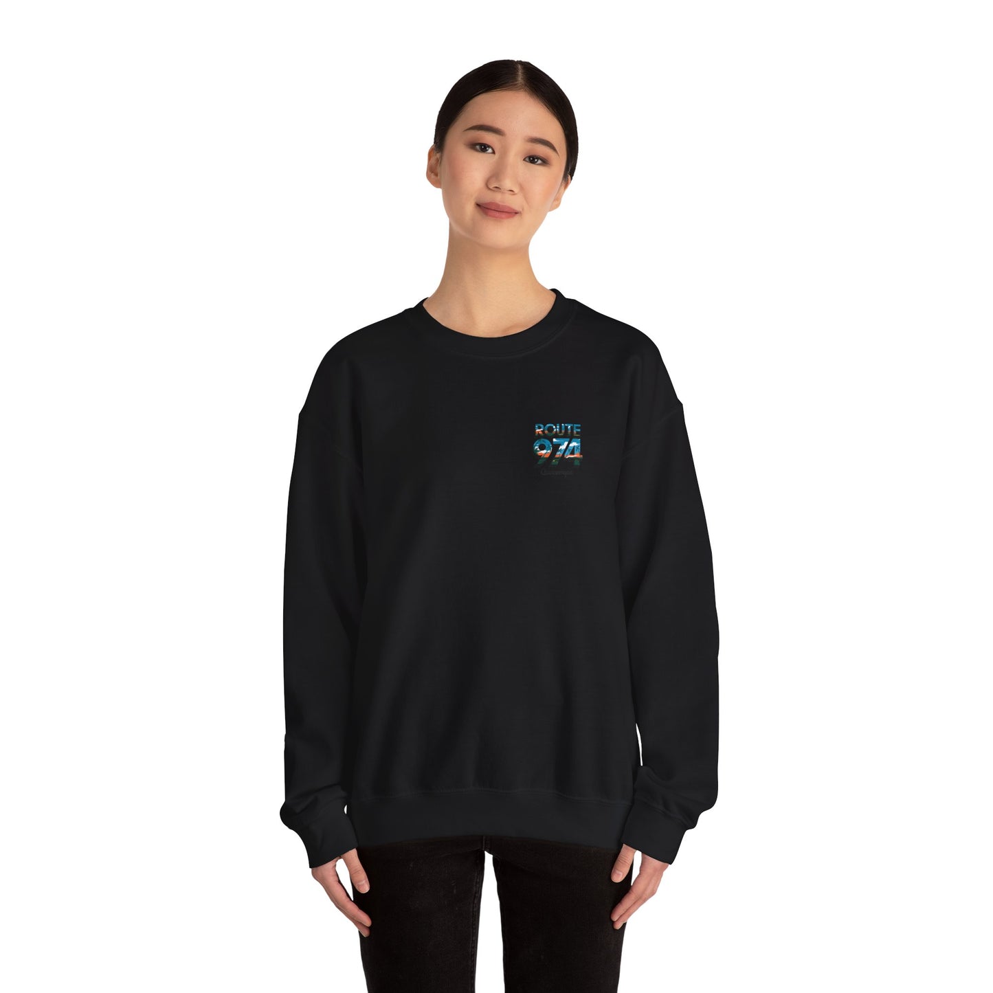 Sweat-Shirt Quocumque "Route 974", Exotique, Destination l'Île De La Réunion, Adulte, Homme, Femme, Sportive, Sportif, Décontracté, Élégant, Classique,
