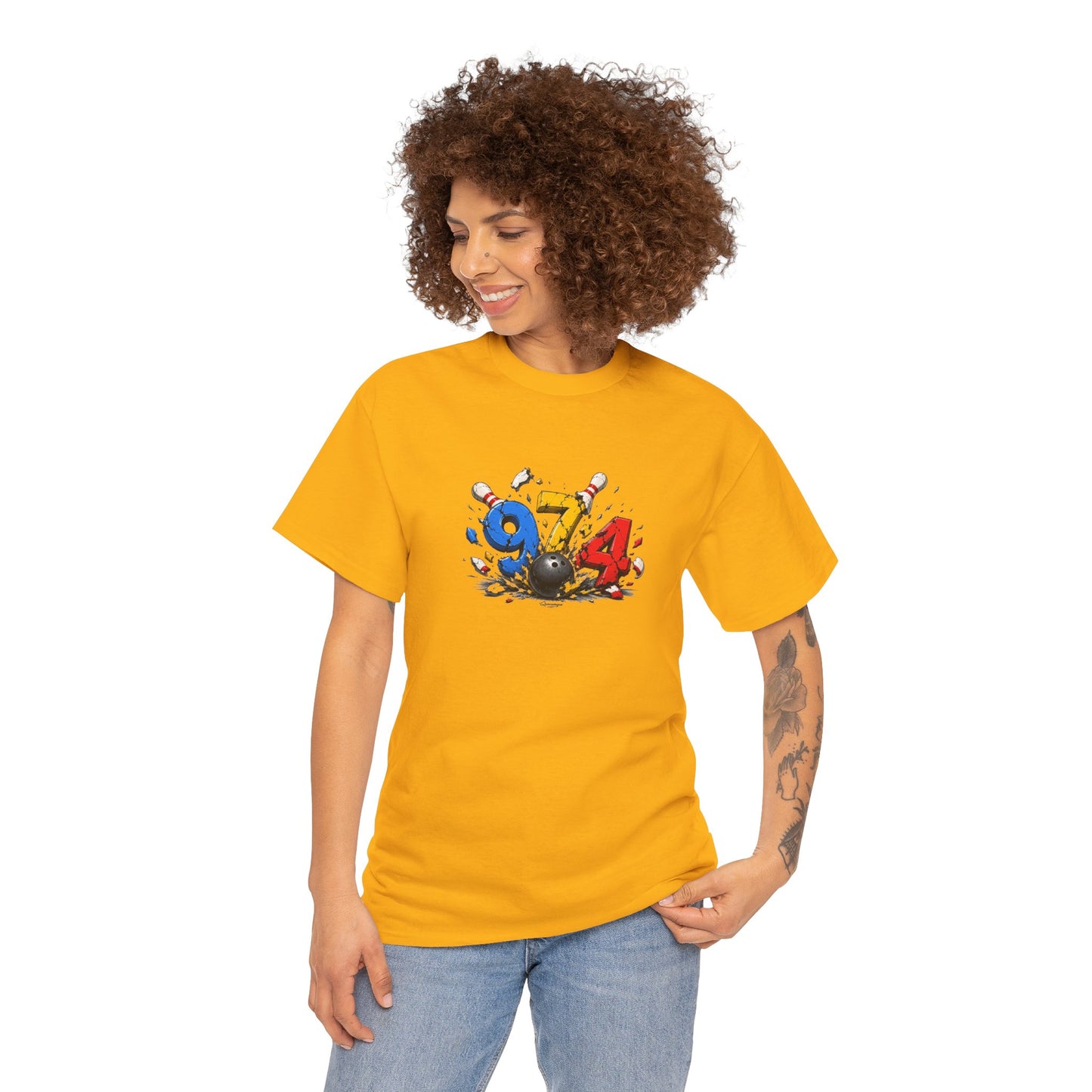 T-shirt " 974 Bowling ", Destination Île de La Réunion, Confort Coton, Sobre, Elégant, Souvenir Unique, Vêtement Adulte, Unisexe, Esprit Voyageur