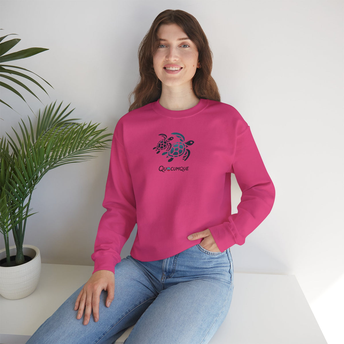 Sweat Quocumque "Tortue Marine", Exotique, Destination Île De La Réunion, Adulte, Homme, Femme, Sportive, Sportif, Décontracté, Drapeau Régional