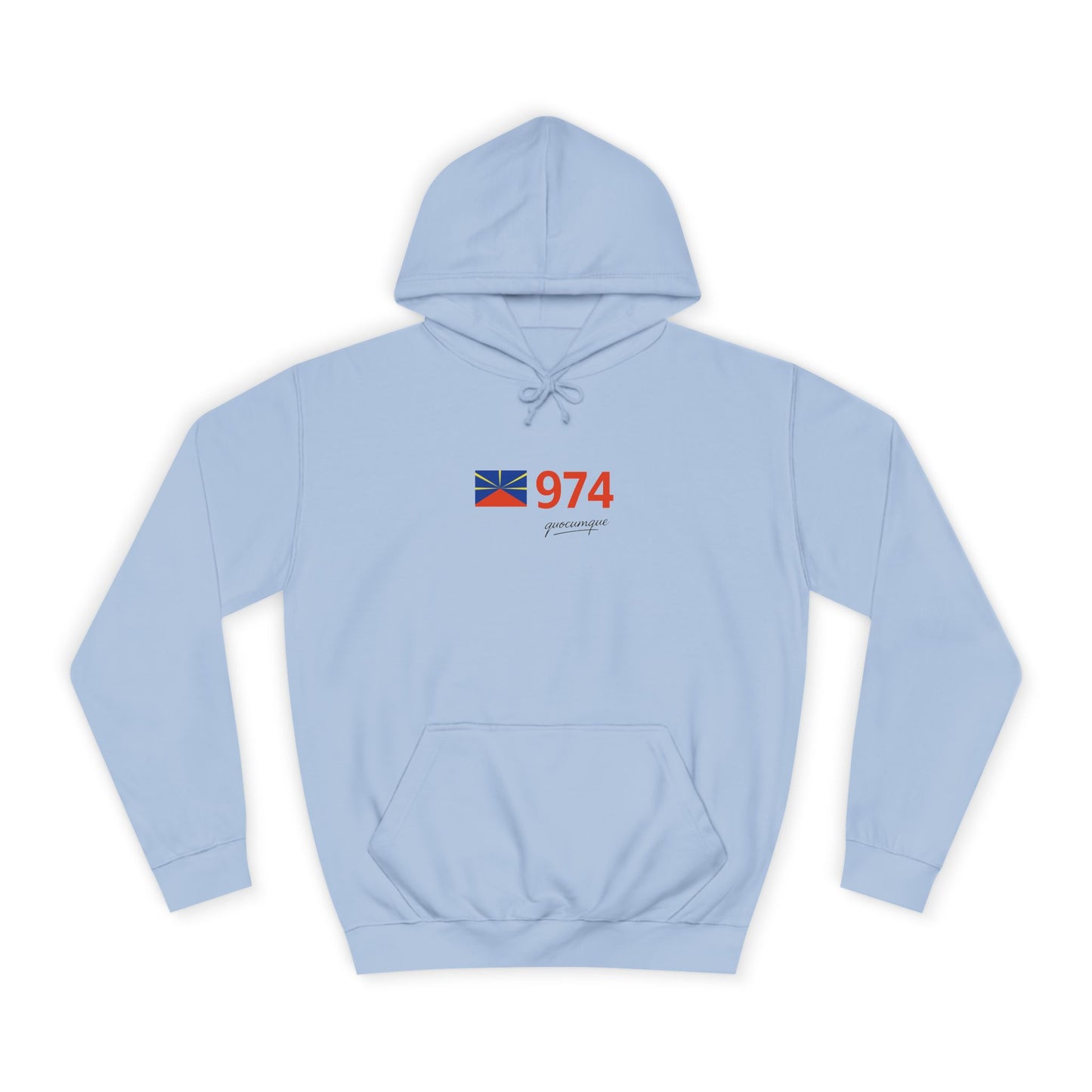 Sweat à Capuche "974 drapeau" pour Adulte, Hoodie, Unisexe, Élégance, Sobriété, Homme, Femme, Indicatif Réunion, Drapeau Local