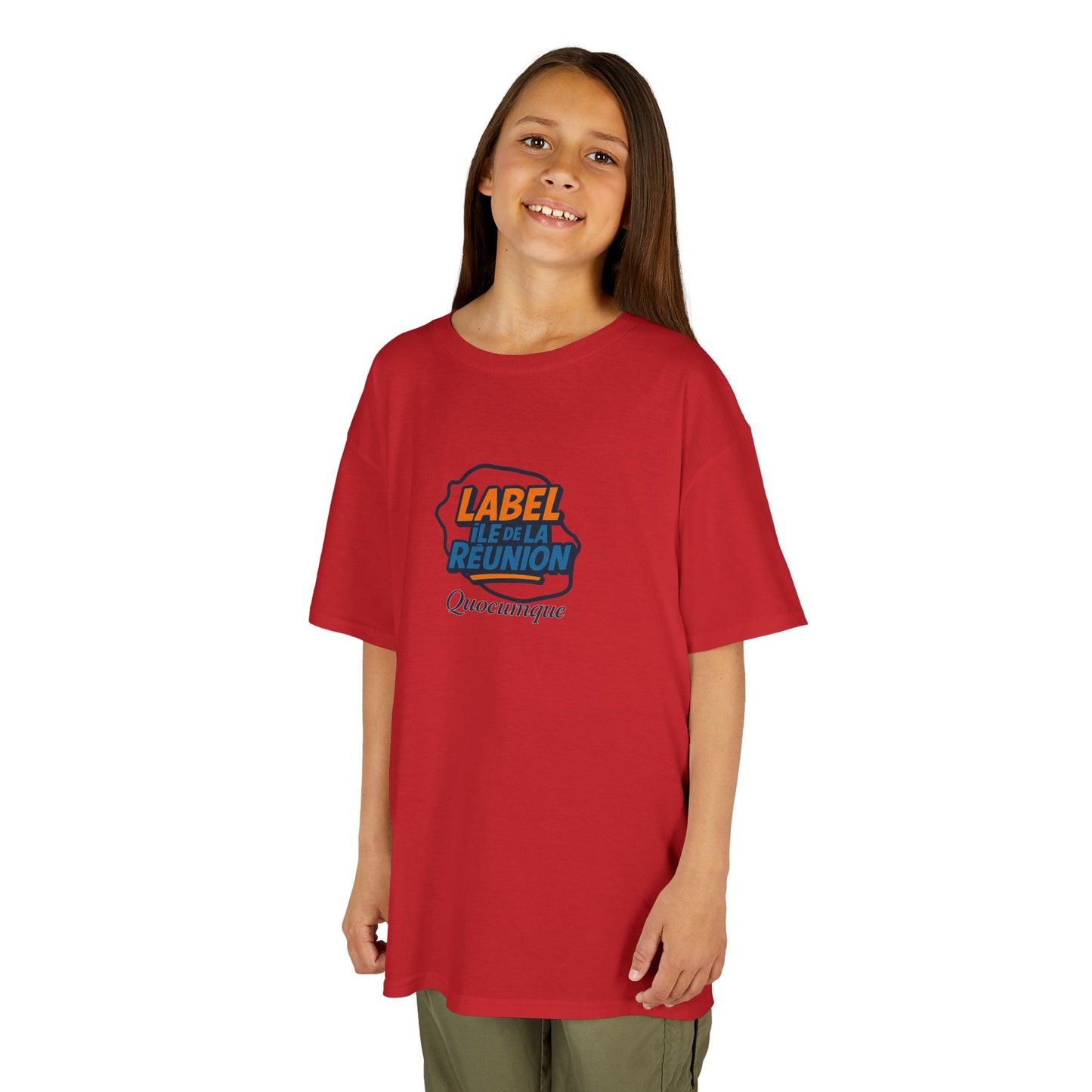 T-shirt "Label Île de La Réunion", Douceur Coton, Pour les enfants de 5-6 ans( Taille XS), Pour les 7-8 ans( taille S), Pour les 9-10 ans( taille M), Pour les 11-12 ans( taille L), Pour les 13-14 ans( taille XLS)