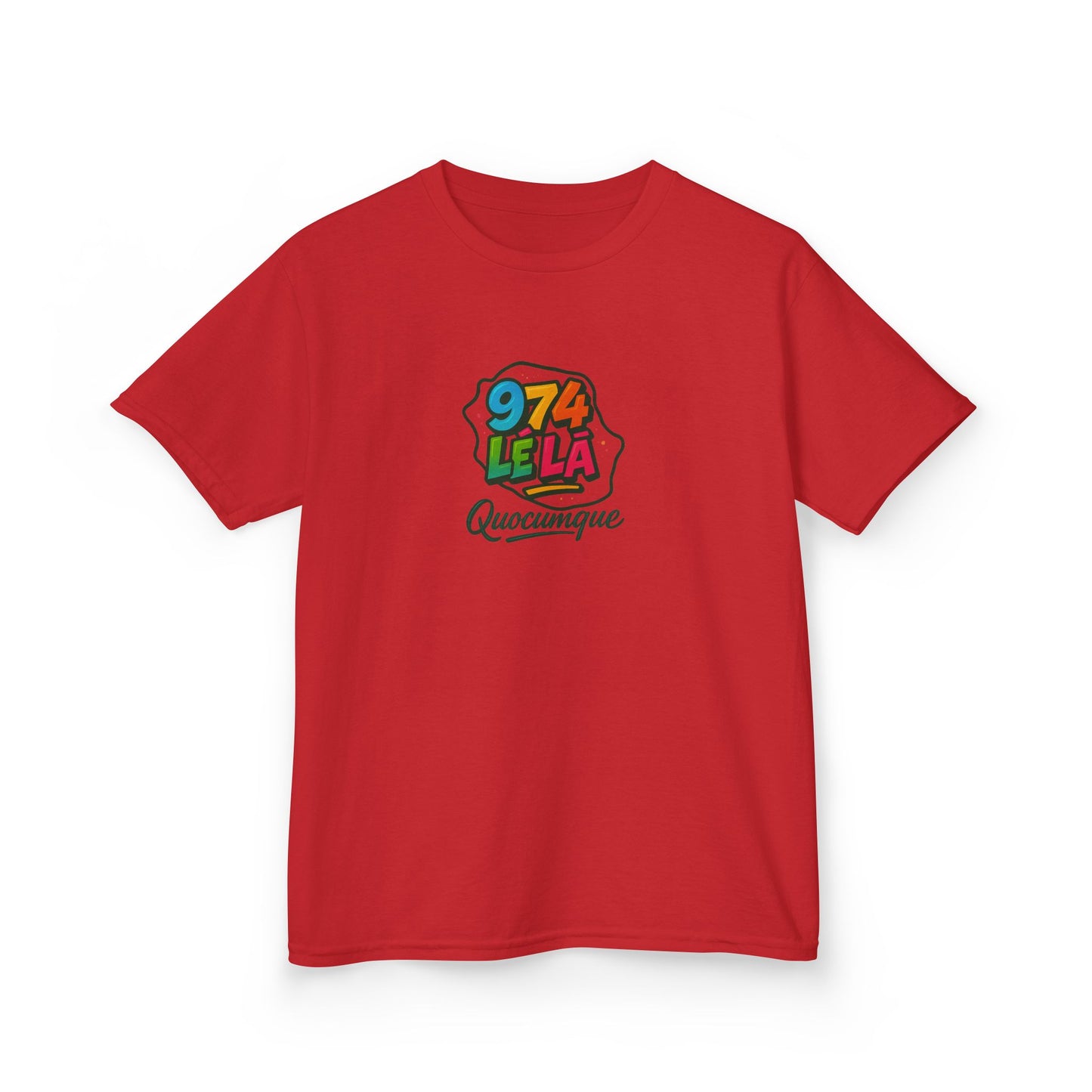 T-shirt "974 Lé Là", Île de La Réunion, Douceur Coton, Pour les enfants de 5-6 ans( Taille XS), Pour les 7-8 ans( taille S), Pour les 9-10 ans( taille M), Pour les 11-12 ans( taille L), Pour les 13-14 ans( taille XLS)