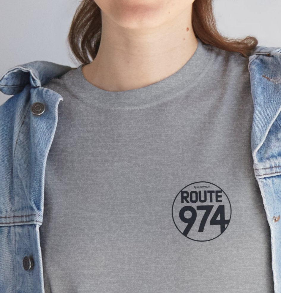 T-shirt "Route 974", Destination île de La Réunion, Confort Coton, Sobre, Elégant, Souvenir Unique, Cadeau, Unisexe, Esprit Voyageur