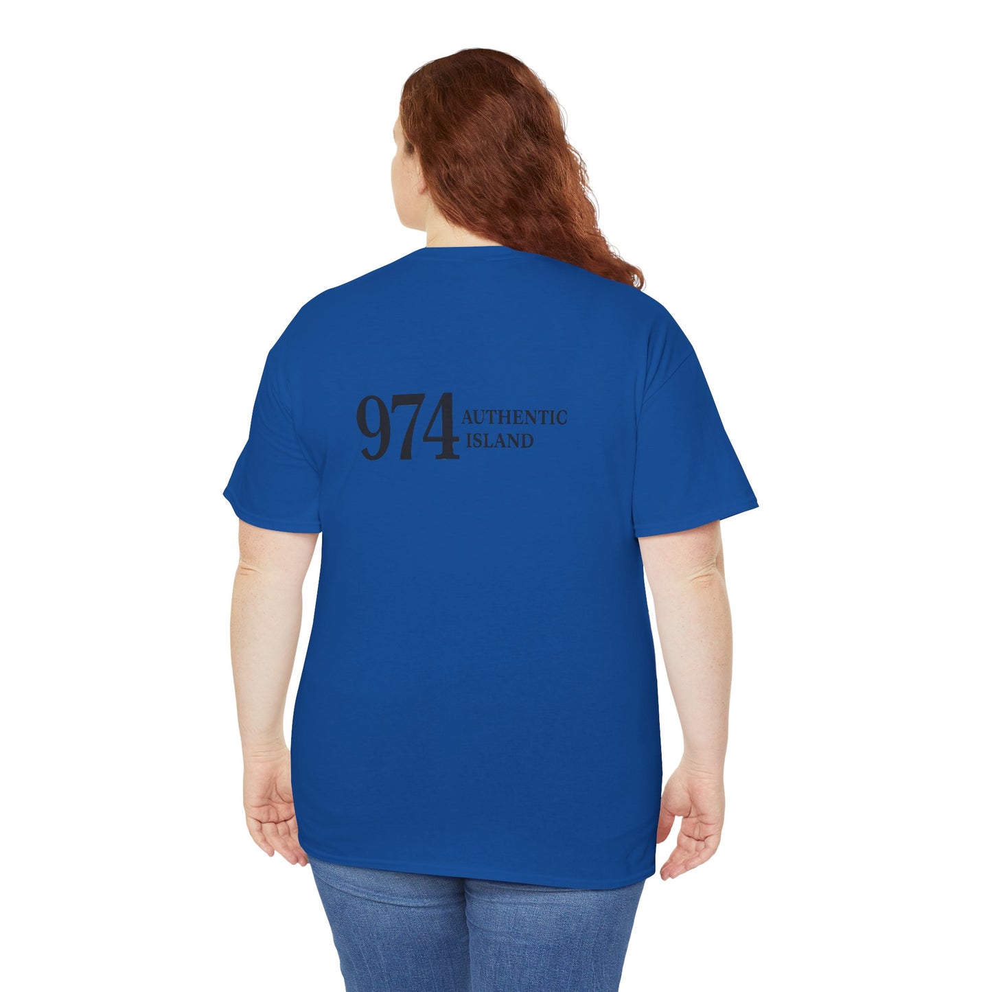 T-shirt "974 Île Authentique", Exotisme, Destination Île de La Réunion, Confort Coton, Sobre, Elégant, Souvenir Unique, Cadeau, Unisexe, Esprit Voyageur