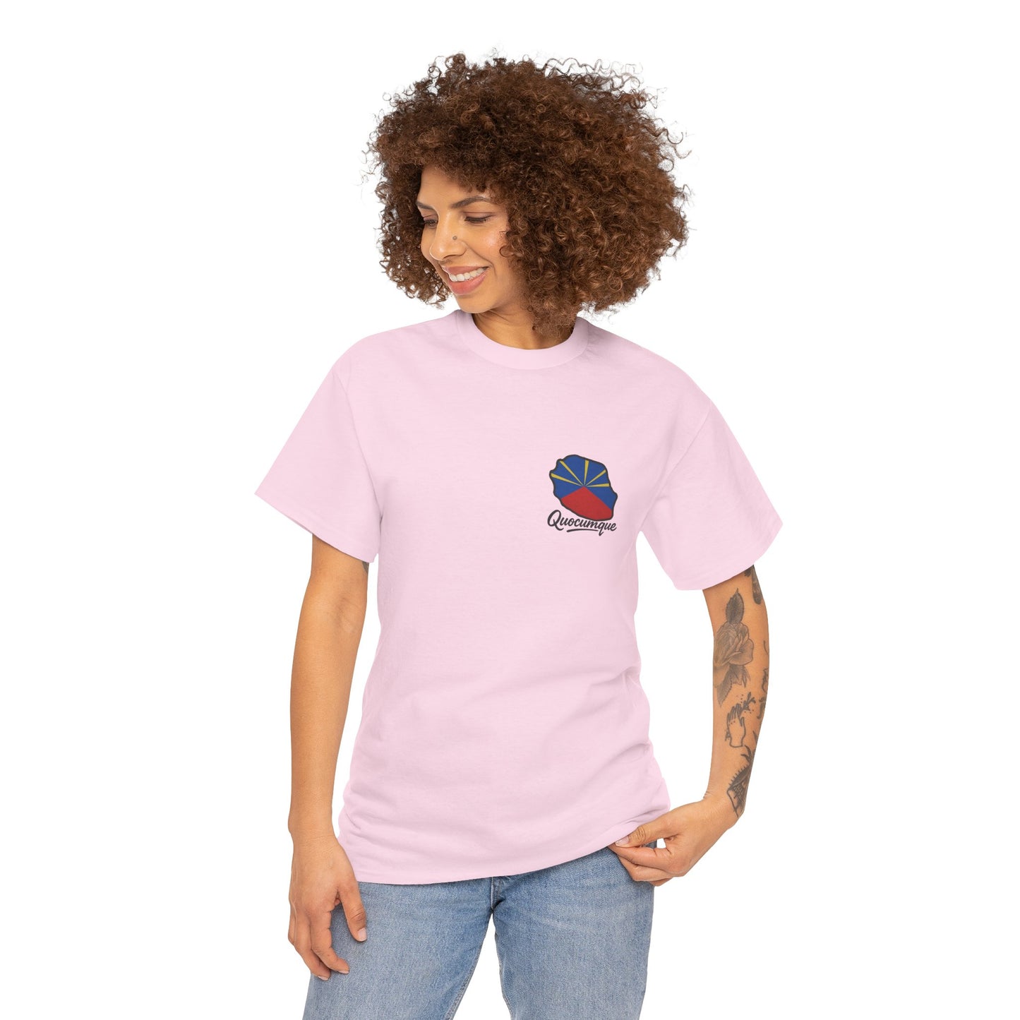 T-shirt "Drapeau Pays", Exotisme, Destination Île de La Réunion, Confort Coton, Sobre, Elégant, Souvenir Unique, Cadeau, Unisexe, Esprit Voyageur