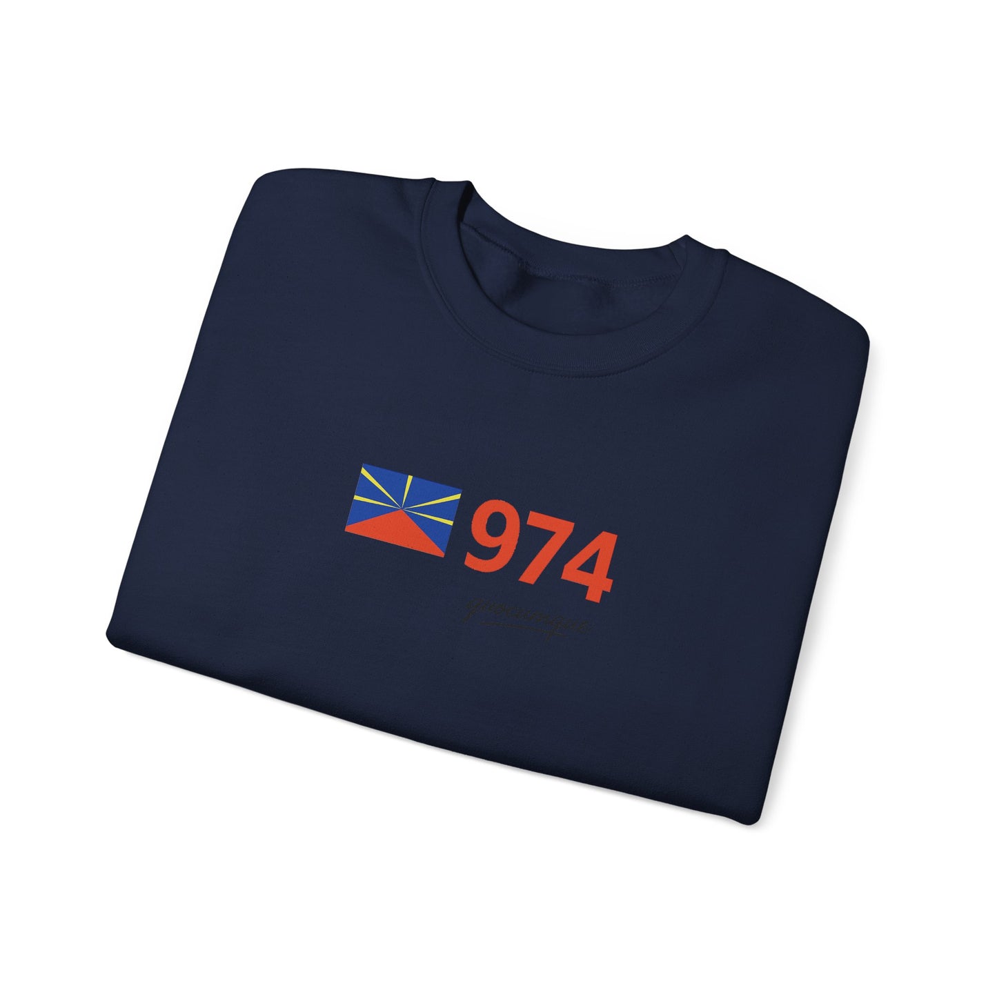 Copy of Sweat Quocumque "974 drapeau", Exotique, Destination Île De La Réunion, Adulte, Homme, Femme, Sportive, Sportif, Décontracté, Drapeau Régional