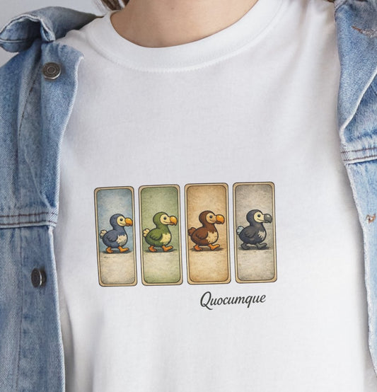 T-shirt Quocumque, " Dodo", Île de La Réunion, Confort Coton, Elégant, Souvenir Unique, Cadeau, Unisexe, Esprit Voyageur, Créole, Bourbon