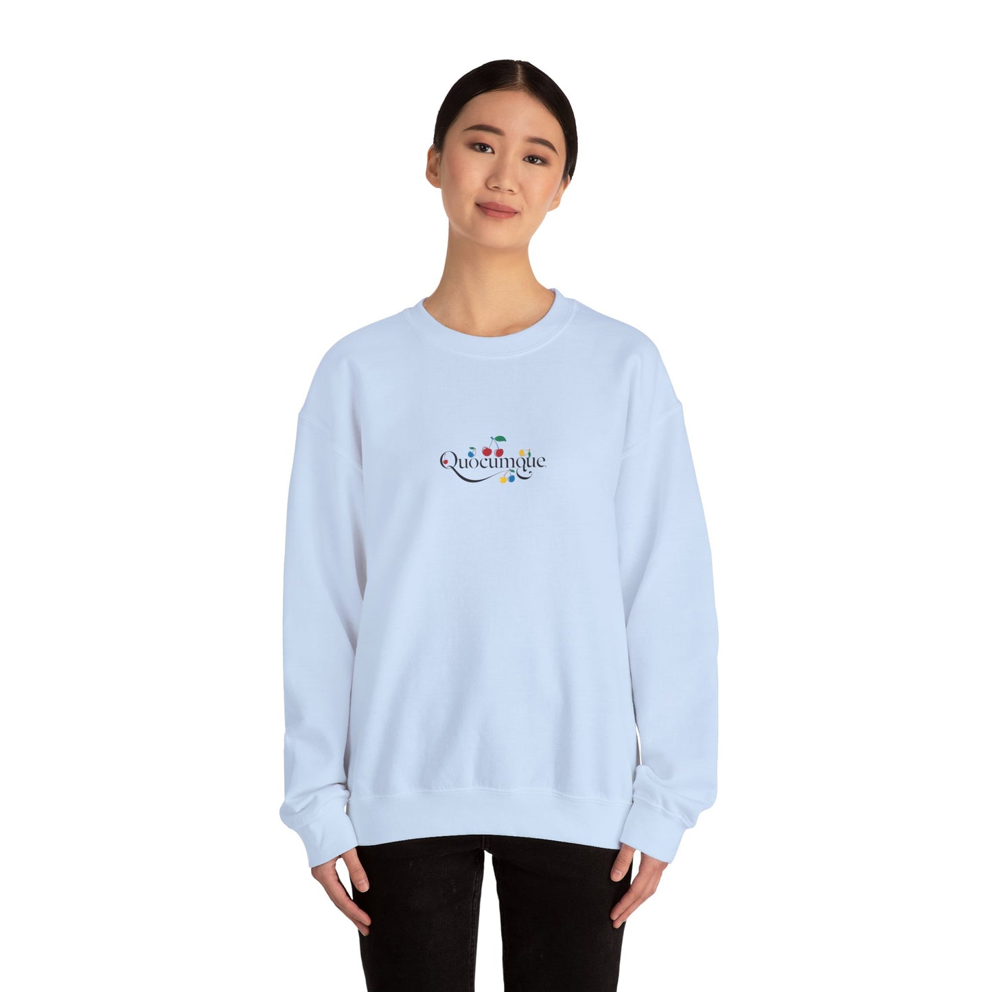 Sweat-Shirt Quocumque " Cerises", Adulte, Unisexe, Homme, Femme, Sportive, Sportif, Décontracté, Élégant, Urbain, Classique, Douceur Fruits