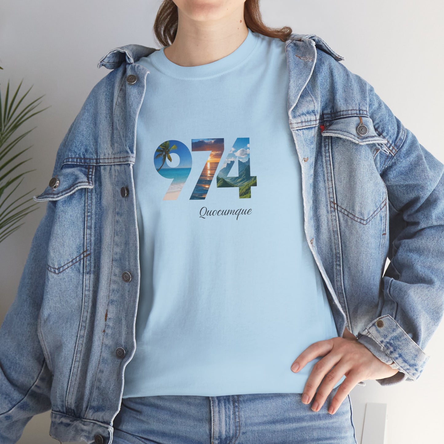 T-shirt "974", Île de La Réunion, Confort Coton, Sobre, Elégant, Souvenir Unique, Cadeau, Unisexe, Esprit Voyageur