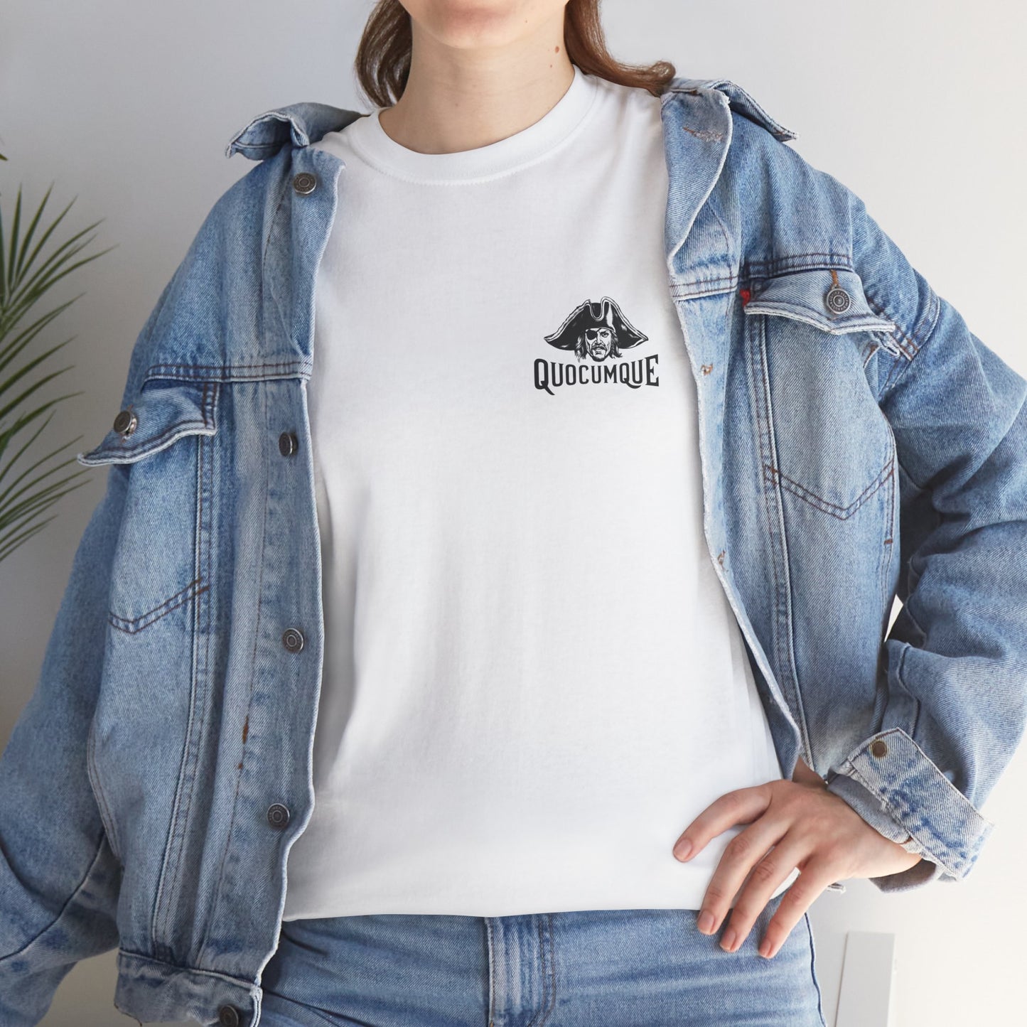 T-shirt Quocumque  "Pirate ", La Réunion, Confort Coton, Sobre, Elégant, Unique, Cadeau, Unisexe, Esprit Voyageur, pour adulte, Homme, Femme
