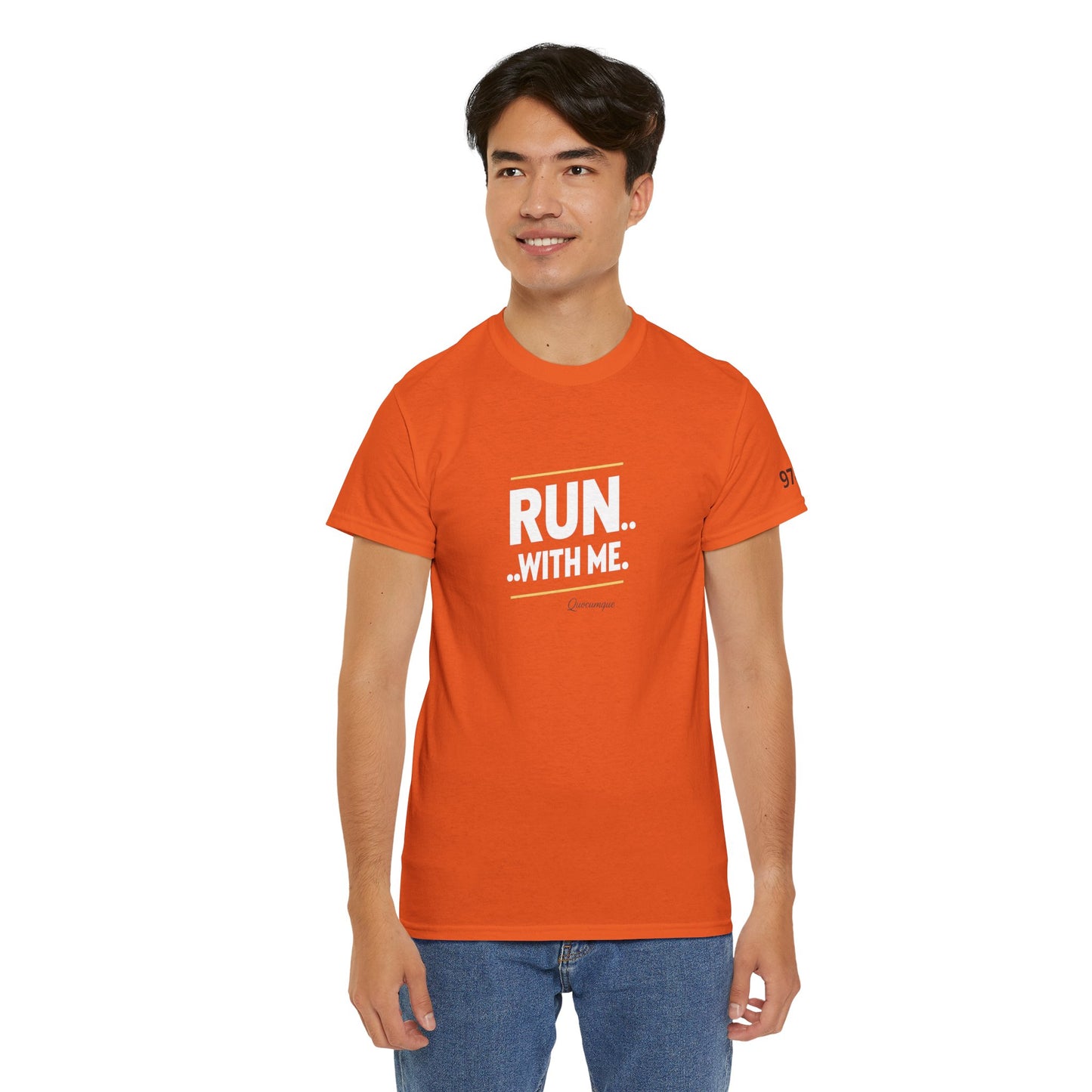 T-shirt Quocumque "RUN With me ", Île de La Réunion", Confort Coton, Sobre, Elégant, Souvenir Unique, Cadeau, Unisexe, Esprit Voyageur