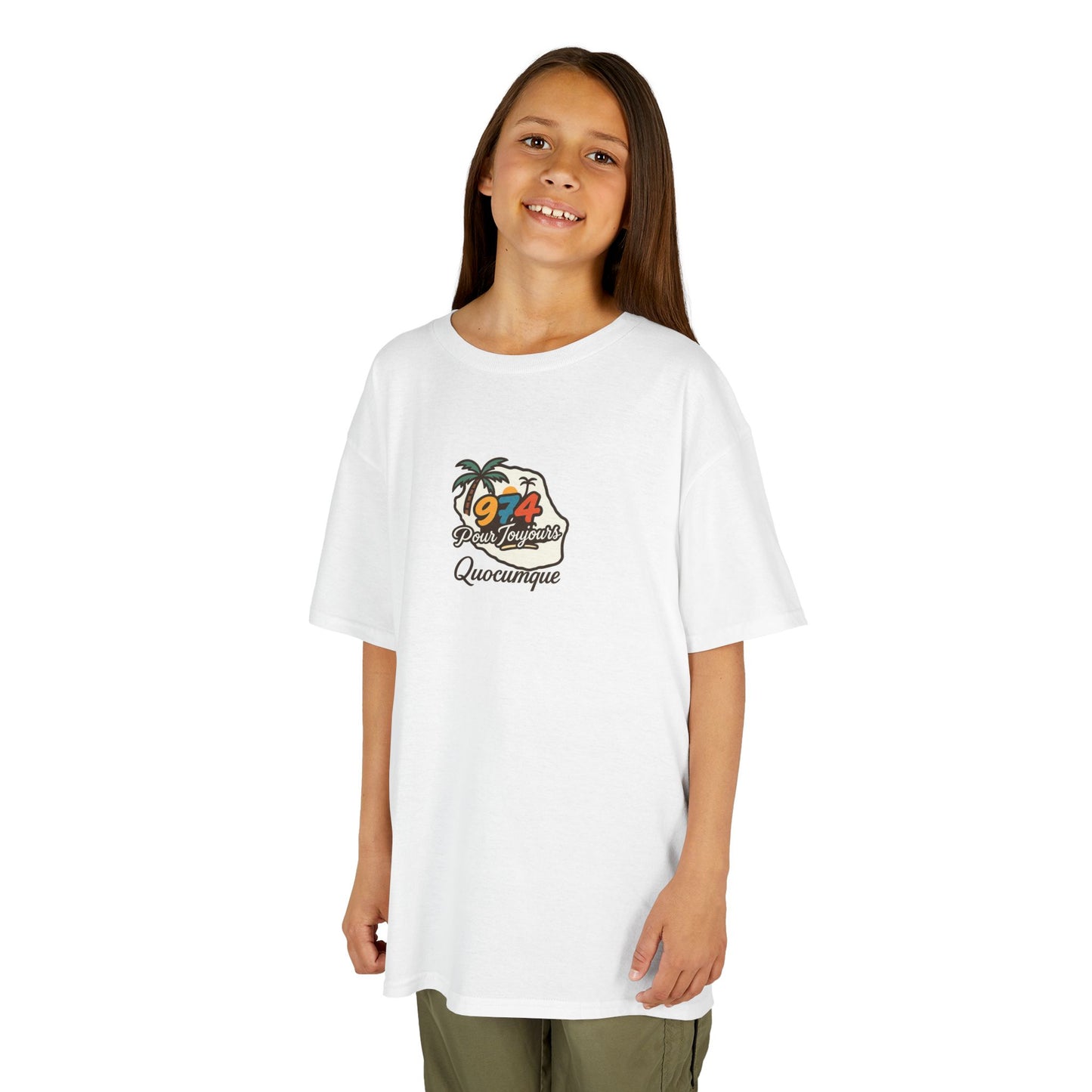 T-shirt "974 Pour Toujours", Île de La Réunion, Douceur Coton, Pour les enfants de 5-6 ans( Taille XS), Pour les 7-8 ans( taille S), Pour les 9-10 ans( taille M), Pour les 11-12 ans( taille L), Pour les 13-14 ans( taille XLS)
