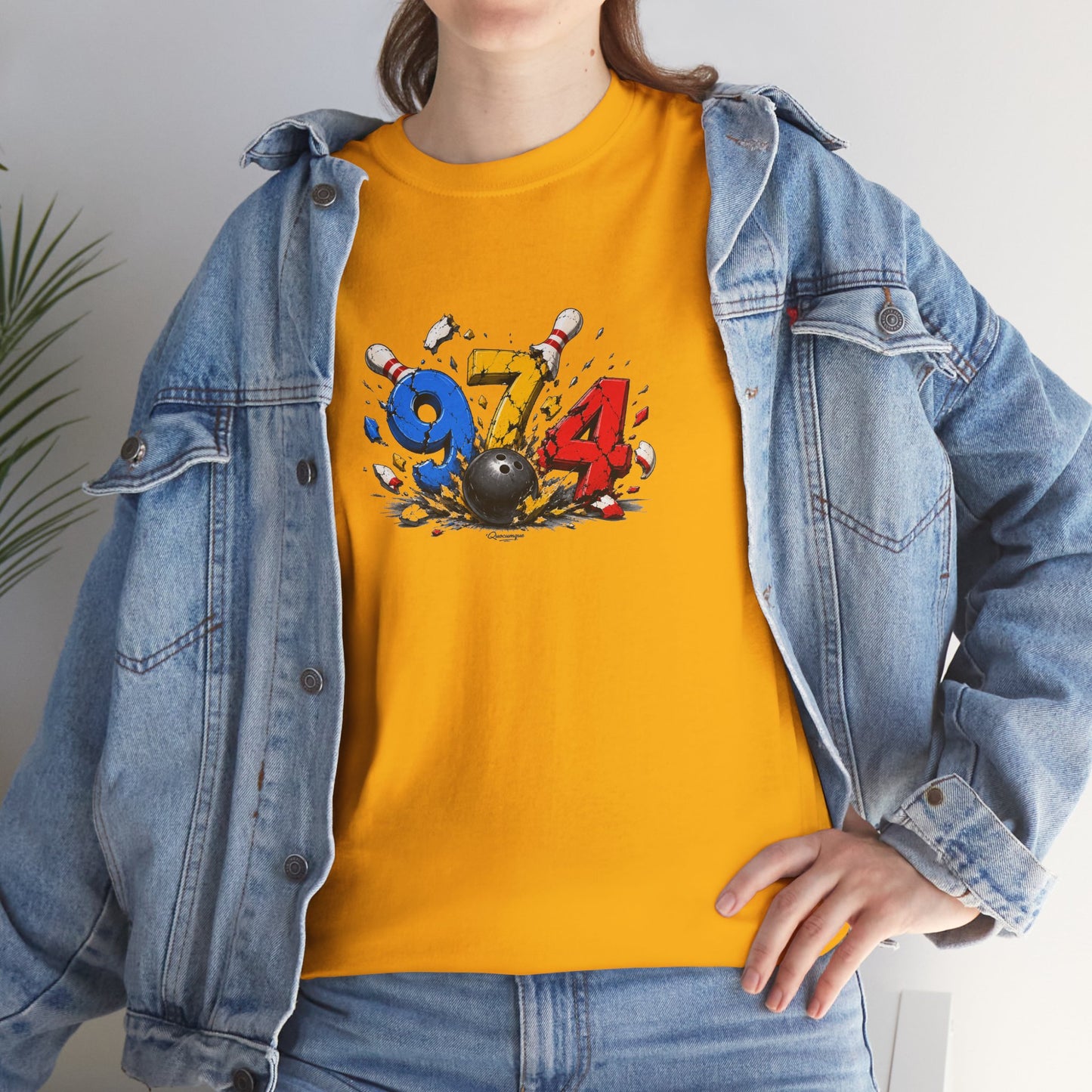 T-shirt " 974 Bowling ", Destination Île de La Réunion, Confort Coton, Sobre, Elégant, Souvenir Unique, Vêtement Adulte, Unisexe, Esprit Voyageur