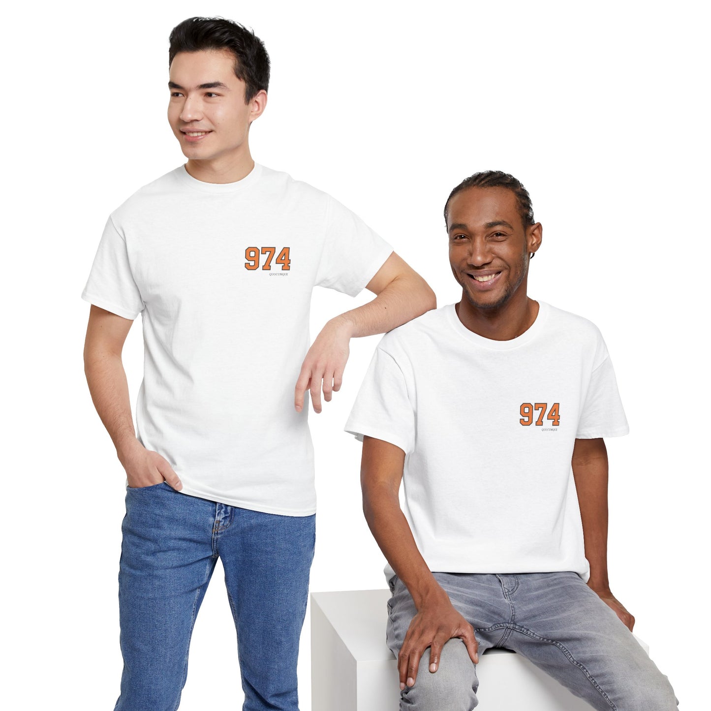 T-shirt " 974 ", Destination Île de La Réunion, Discret, Confort Coton, Sobre, Elégant, Souvenir Unique, Vêtement Adulte, Unisexe, Esprit Voyageur