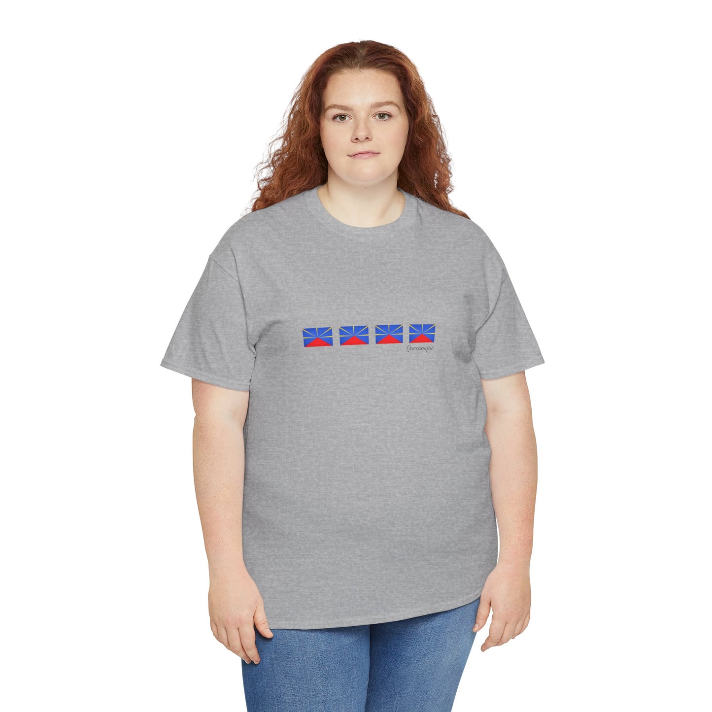 T-shirt "Drapeaux Île de La Réunion", Confort Coton, Sobre, Elégant, Souvenir Unique, Cadeau, Unisexe, Esprit Voyageur