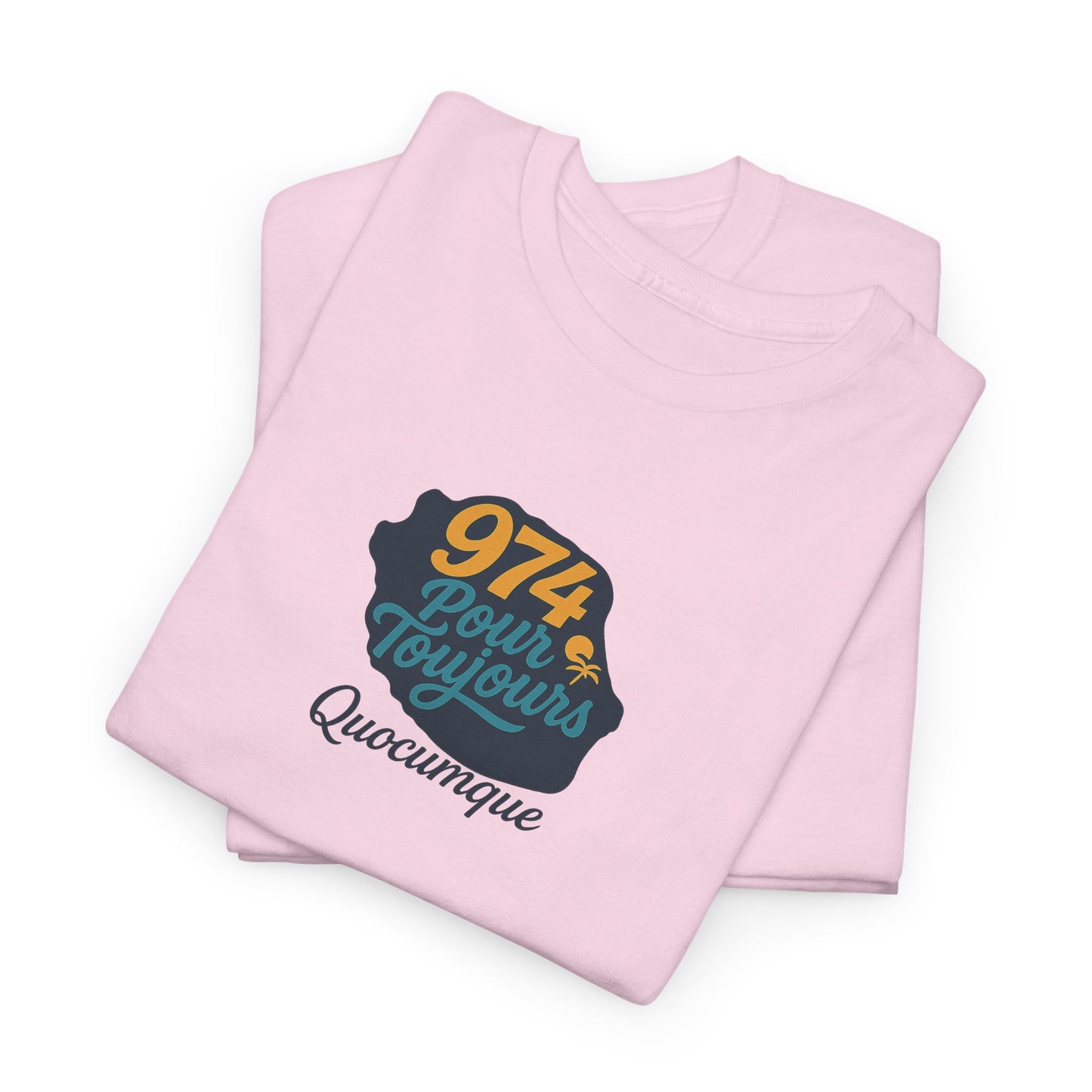 T-shirt Quocumque "974 Pour Toujours", Île de La Réunion, Confort Coton, Elégant, Souvenir Unique, Cadeau, Unisexe, Esprit Voyageur, Créole, Bourbon