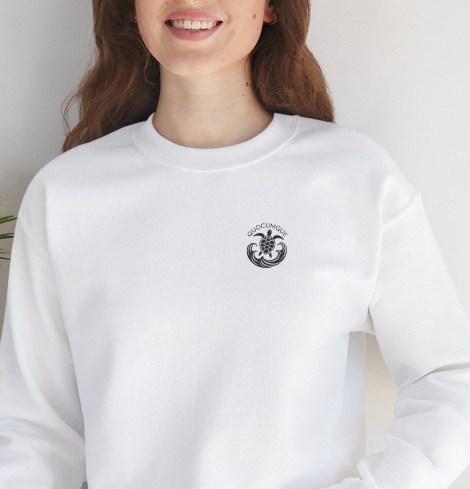 Sweat-Shirt Quocumque "Tortue Marine", Destination l'Île De La Réunion, Adulte, Homme, Femme, Sportive, Sportif, Décontracté, Élégant, Classique, Mer