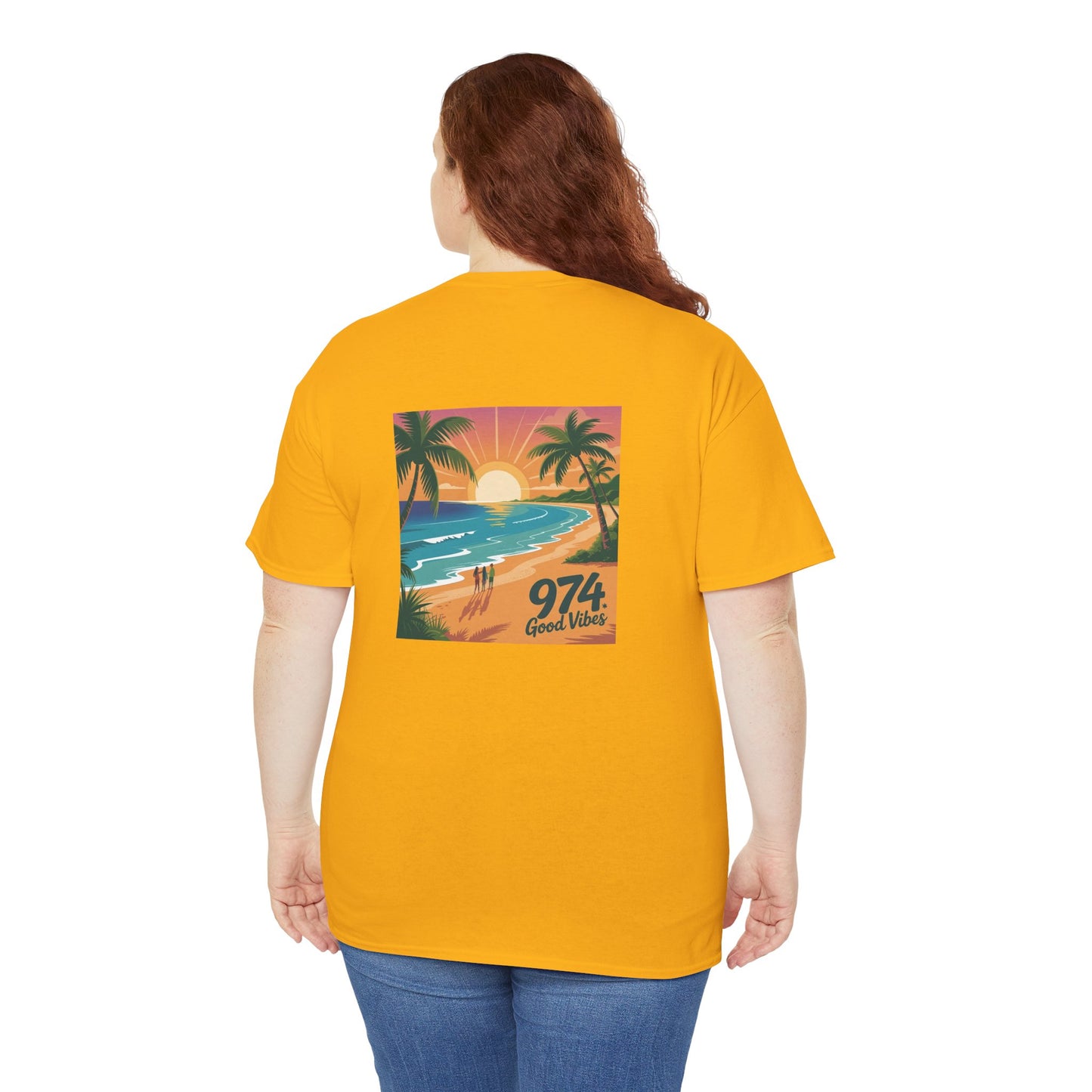 T-shirt "Good Vibes", Île de La Réunion, Confort Coton, Sobre, Elégant, Souvenir Unique, Cadeau, Unisexe, Esprit Voyageur, Adulte